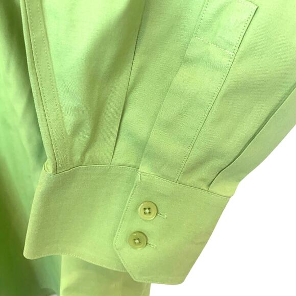 Talbots Button Up Shirt 18W Green 100% Cotton Long  Sleeves Collar Office Summer - Picture 4 of 5